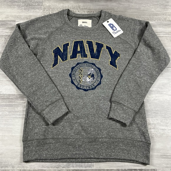 Pressbox Sweaters - Womens Small Pressbox Heathered Gray Navy Midshipmen Edith Vintage Knobi Sweater